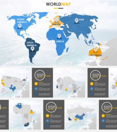 World & Countries Map Template (10+ Slides)