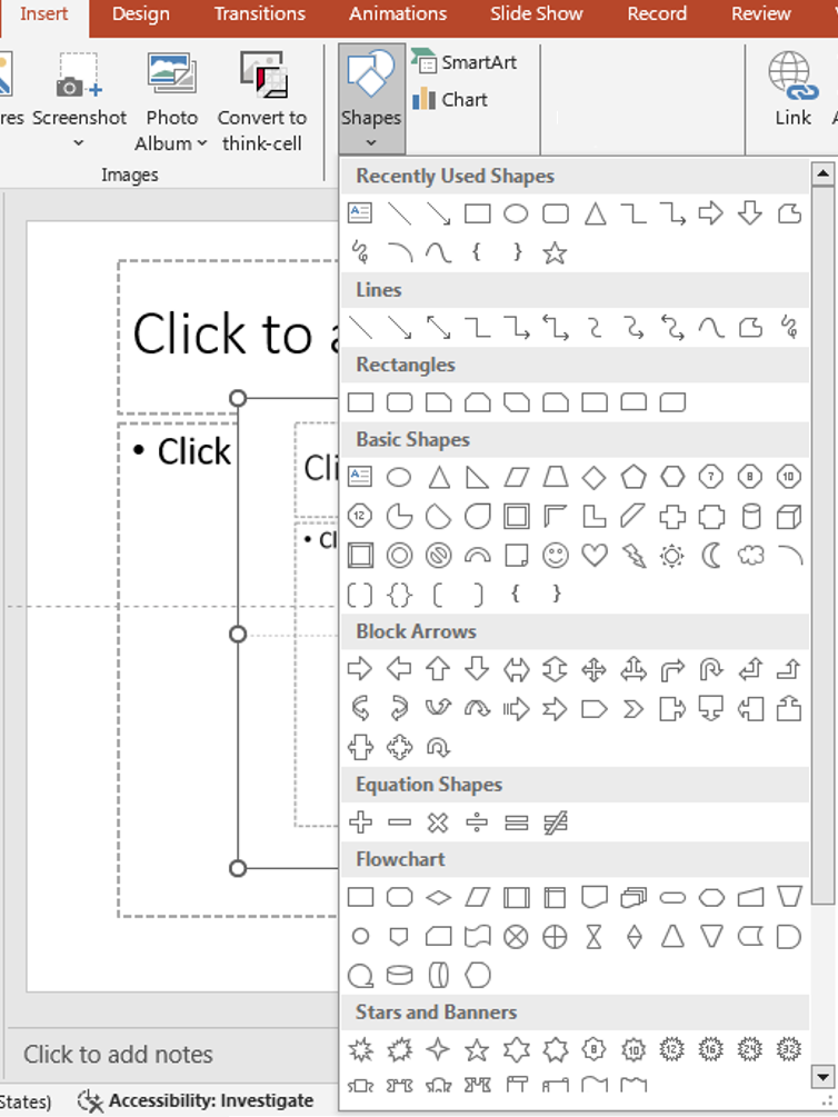 insert shapes