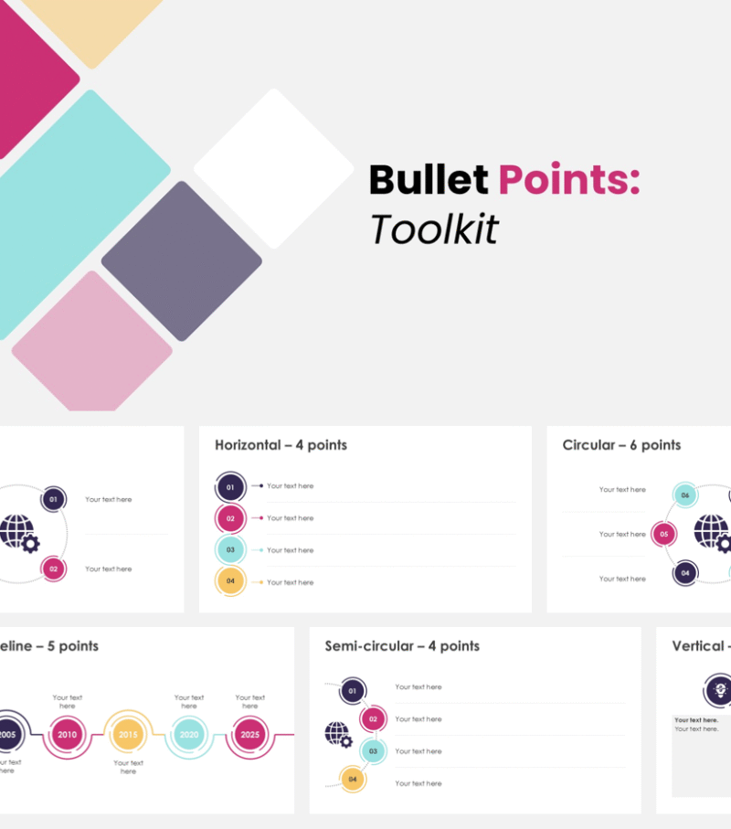 Bullet Points Toolkit Diagram Bundle (20+ Slides)